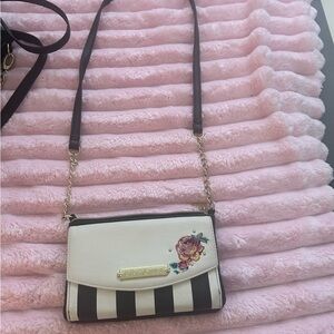 White and Black Striped Betsey Johnson “All in One” Purse